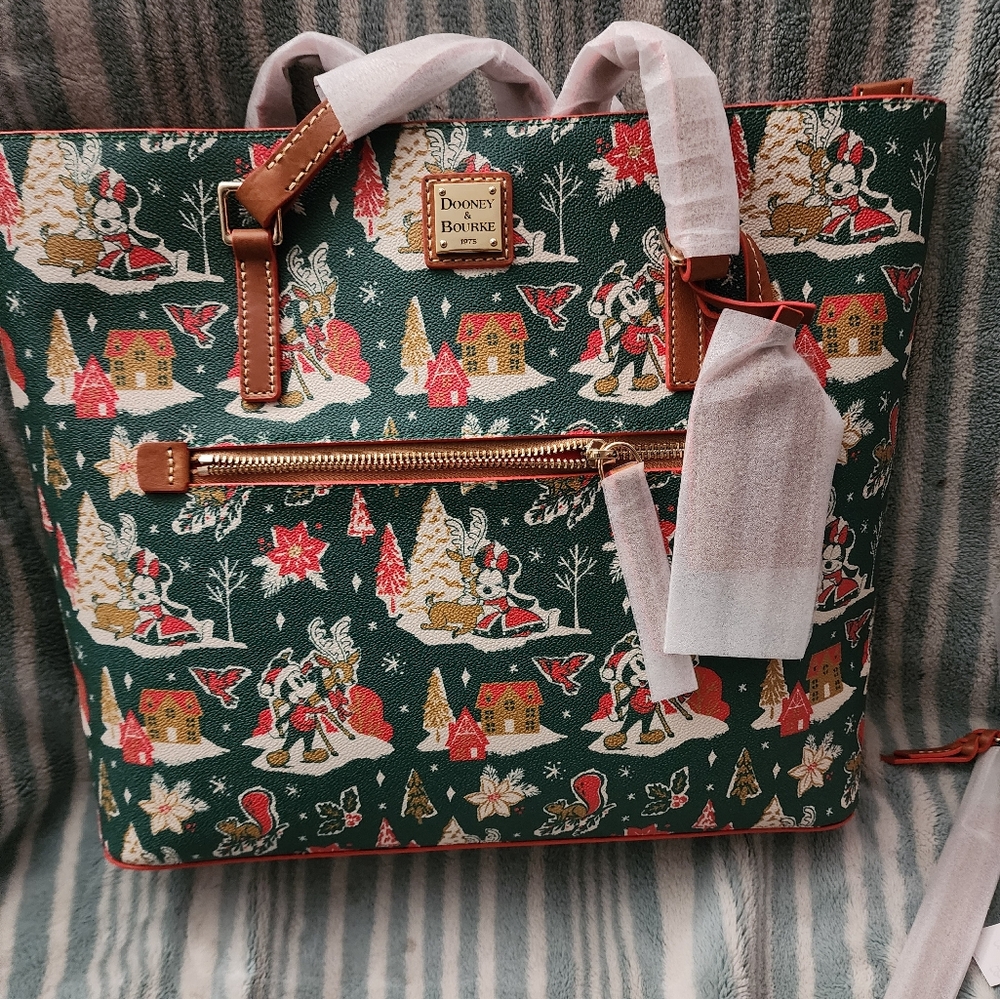 Mickey and Minnie Mouse Christmas Dooney & Bourke Tote Bag and Wallet set